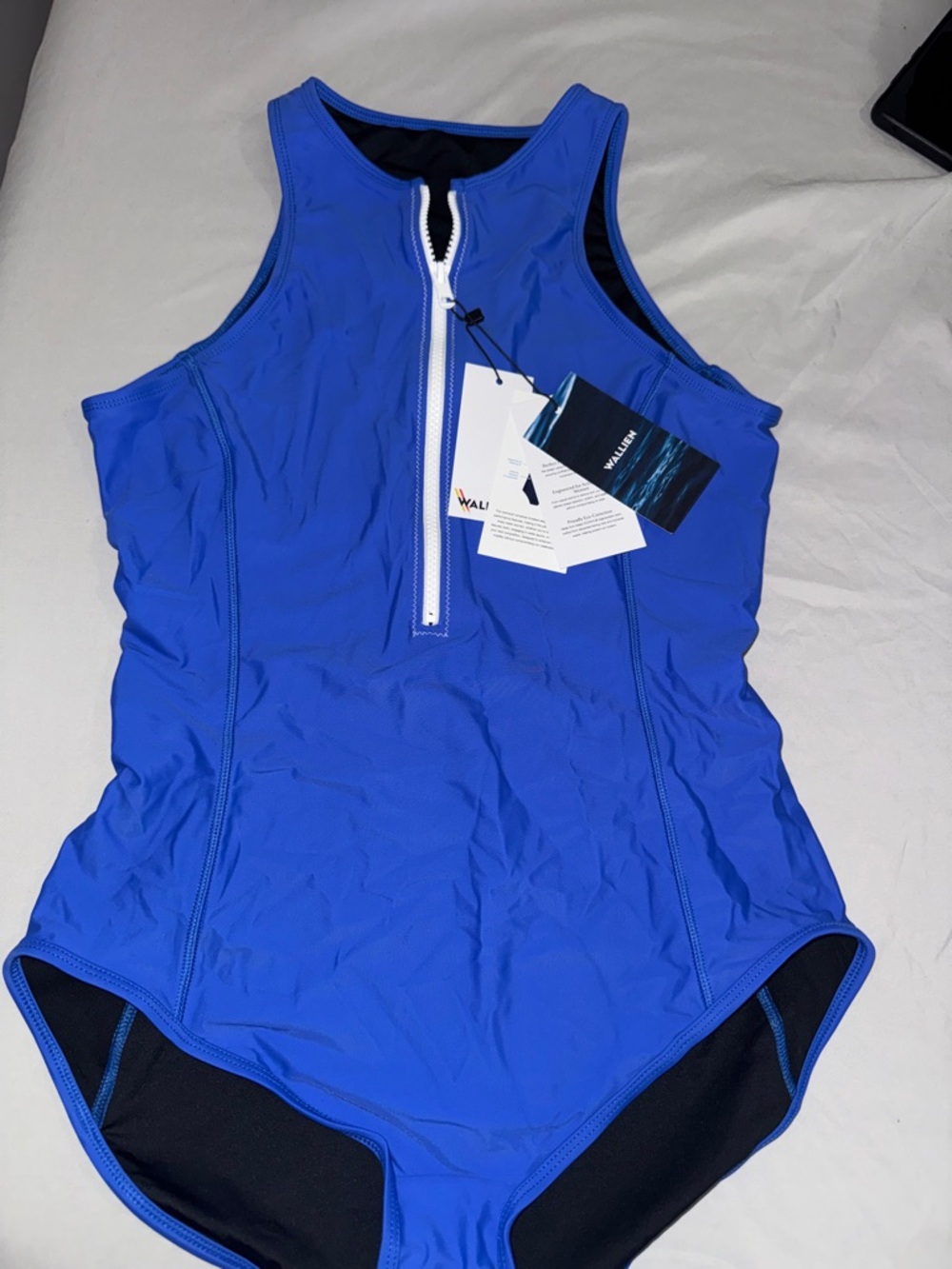 Wallis Royal Blue Front-Zip One-Piece Swimsuit